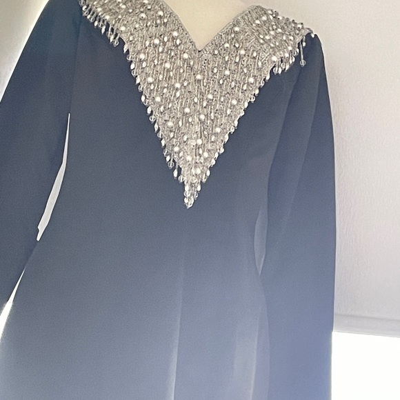 Vintage 1960’s Jack Bryan by Dupuis Black Crystal Embellished Gown - Picture 6 of 7